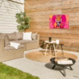 Tijger - Kimono - Planten - Roze Tuinposter op houten frame 2 cm dik klein -sfeer2