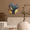 Boom - Levensboom - Kleurrijk - Bloemen - Modern Wandcirkel kunststof plaat 5mm dik klein -sfeer1