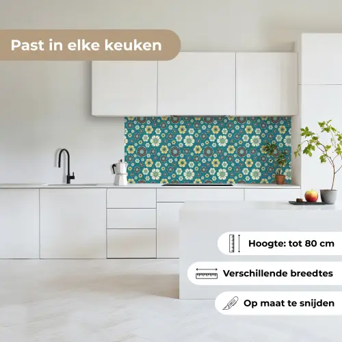 Retro - Bloemen - Patronen - Blauw keuken achterwand 2 middel 871 -sfeer4_NL
