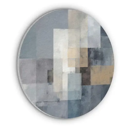 Rechthoeken - Abstract - Blauw Akoestische PET Vilt - Rond klein -3d