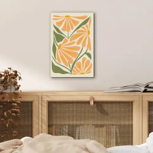 Blaadjes - Zachtoranje - Bloemen aluminium wit klein -sfeer3