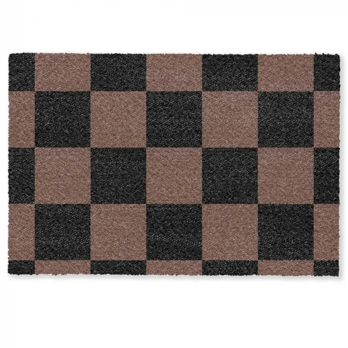 Schaakbord print - Bruin - Zwart - Blokjes Deurmat klein -zkaufland3d