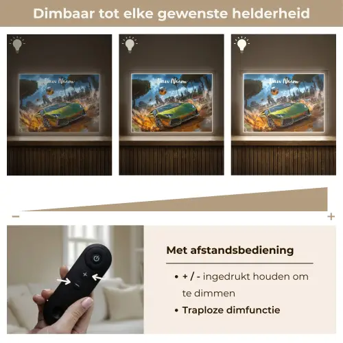 Sportwagen - Groen - Voetbal Light Box met batterij (Wandlamp kind) middel -USP_dimbaarNL