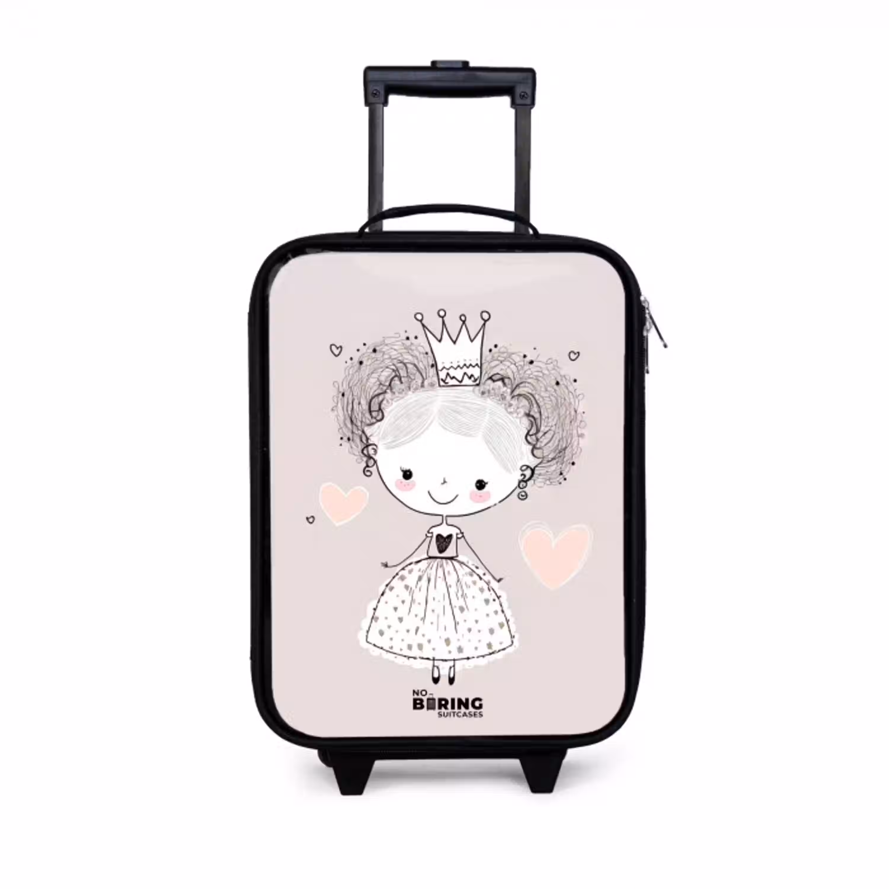 Prinses met krulletjes Kinderkoffer - Zwart klein -3d