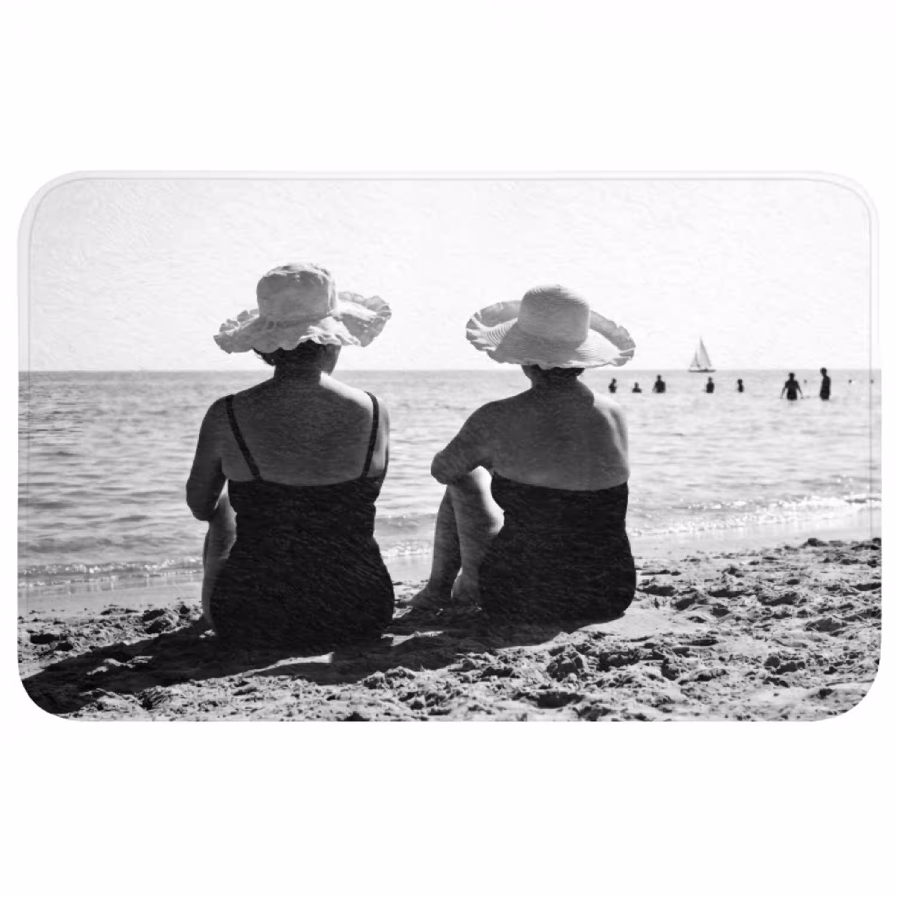 Vrouwen - Zonnehoed - Strand - Zwart - Wit Badmat middel -3d