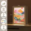 Kleurrijke bloemen - Bergen - Fantasielandschap Light Box met kabel (Tafellamp) klein -USP_NL