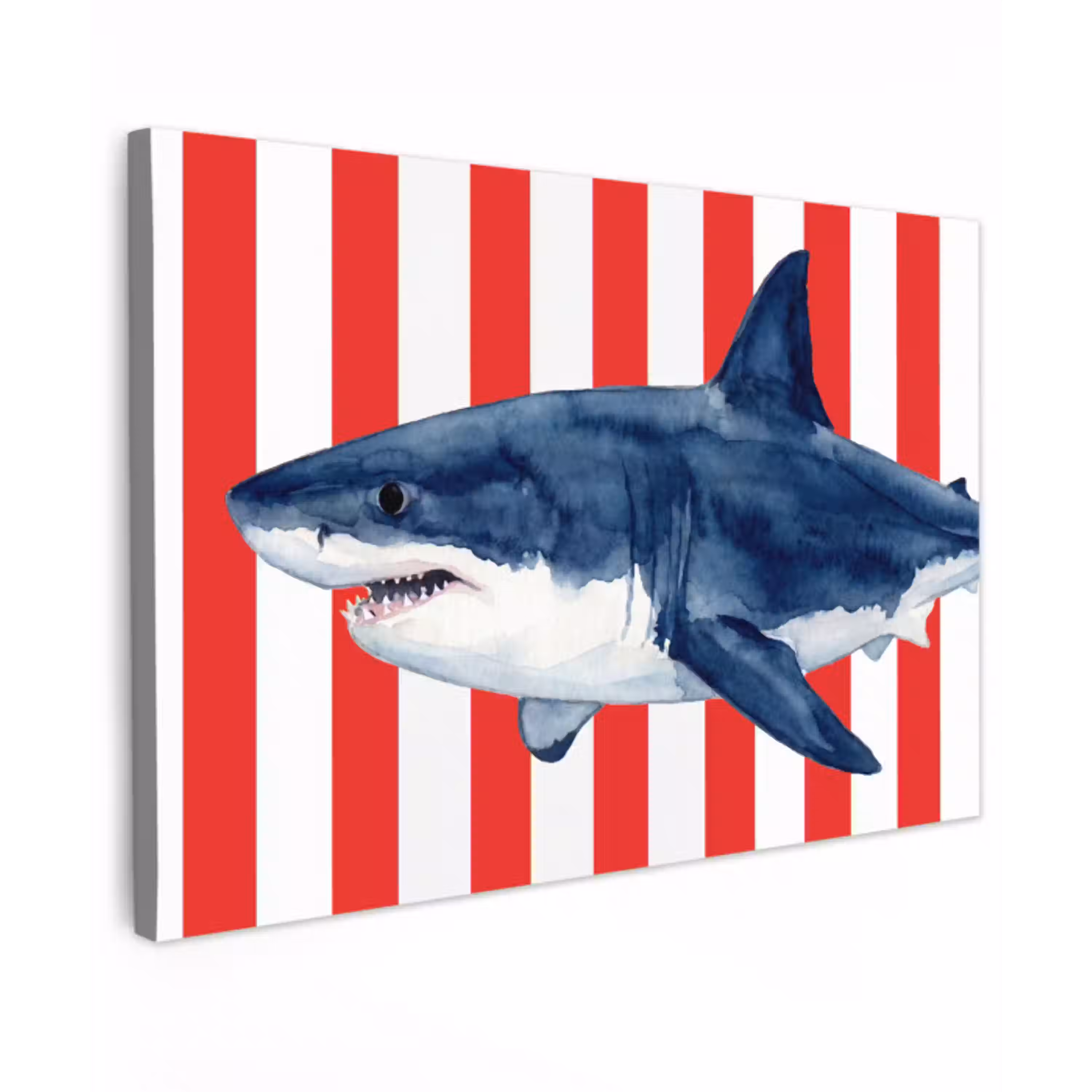 Vis - Haai - Zee - Illustratie - Blauw canvas 2cm klein -z3d