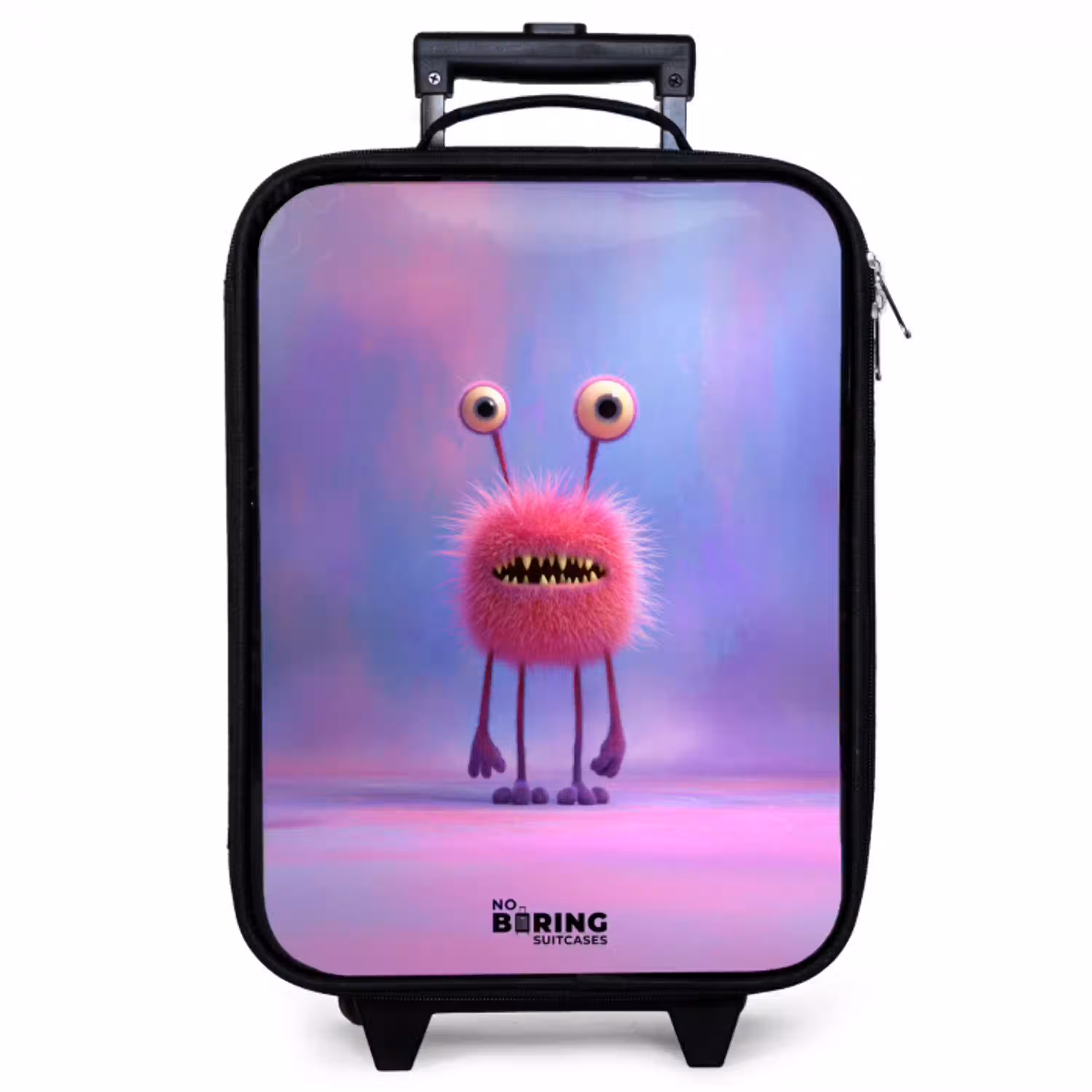 Roze harig monster met grote ogen Kinderkoffer - Zwart klein -zzz_website3d