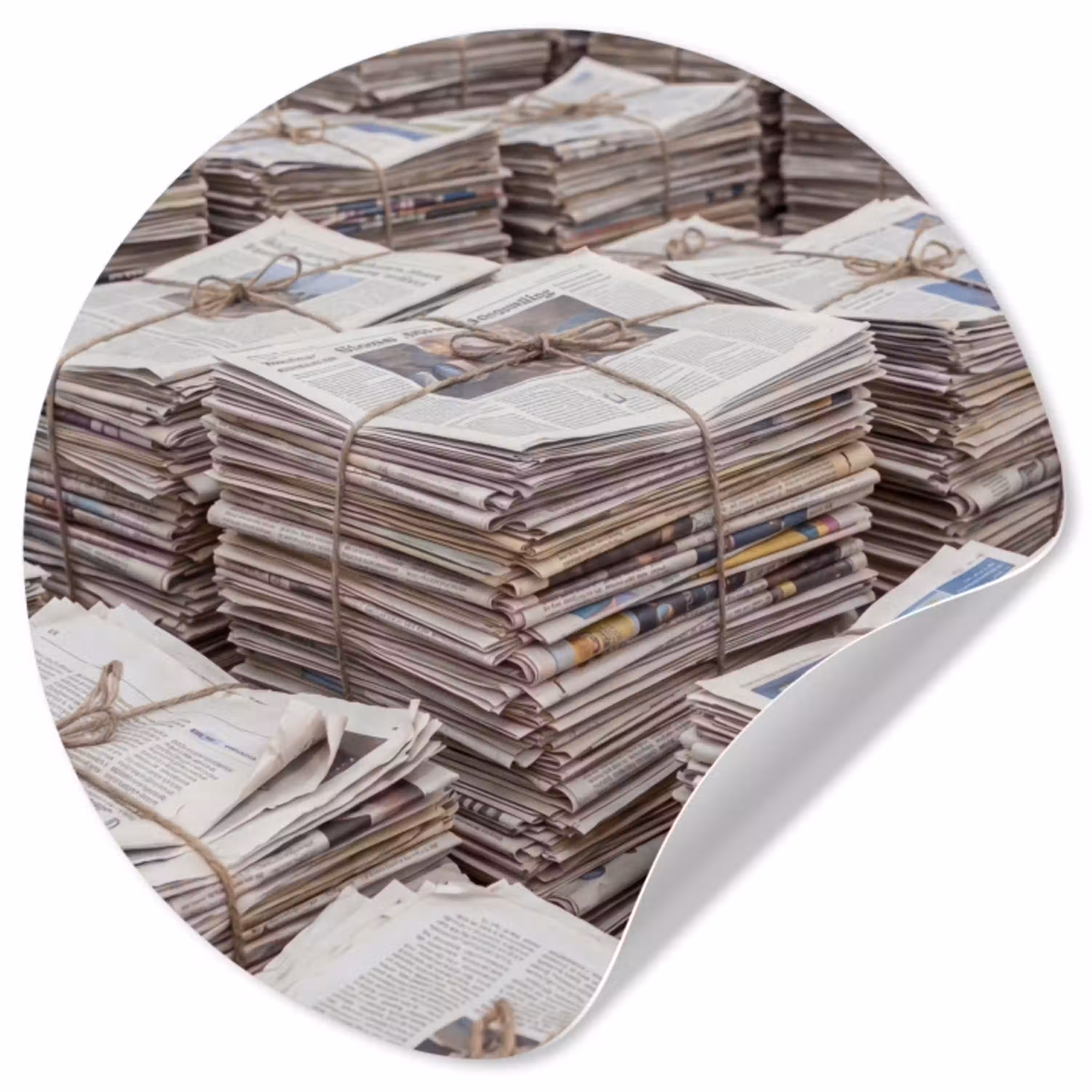 Kranten - Stapels - Touw - Informatie - Vintage Wandcirkel behangsticker klein -3d