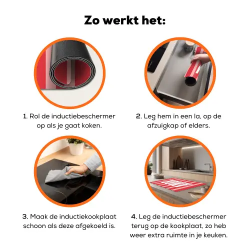 Amor - Strepen - Rood - Roze Inductie beschermer vinyl 3mm klein -zzzzzzz-td-werking