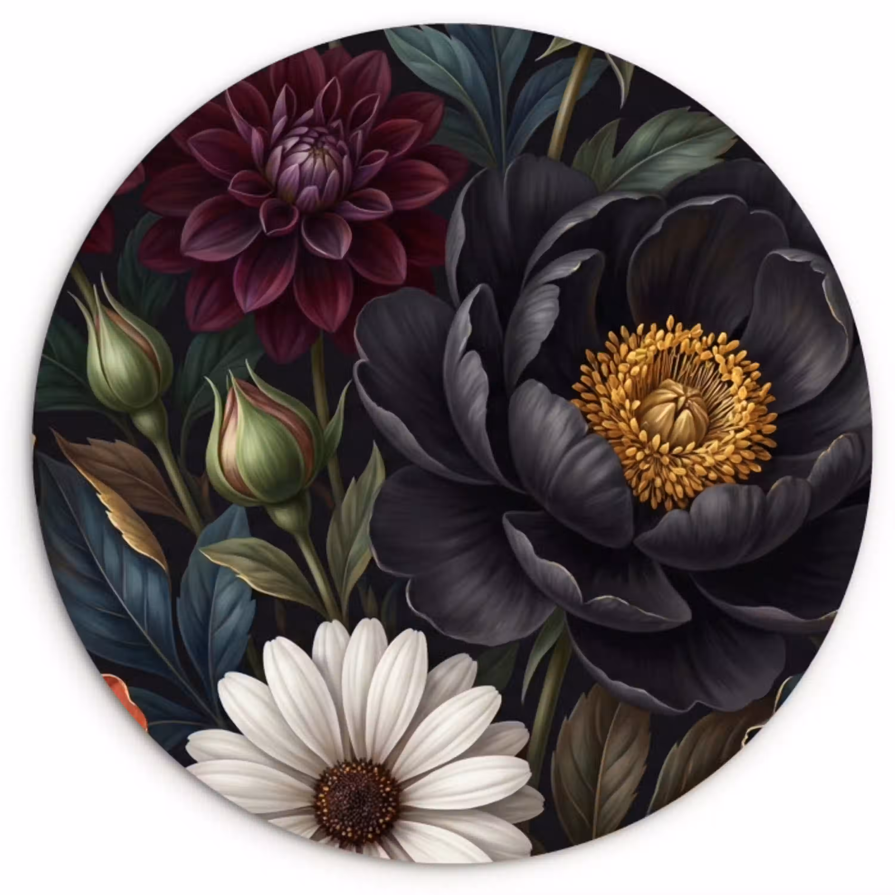 Bloemen - Boeket - Natuur - Klassiek - Weelderig Wandcirkel kunststof plaat 5mm dik klein -3d