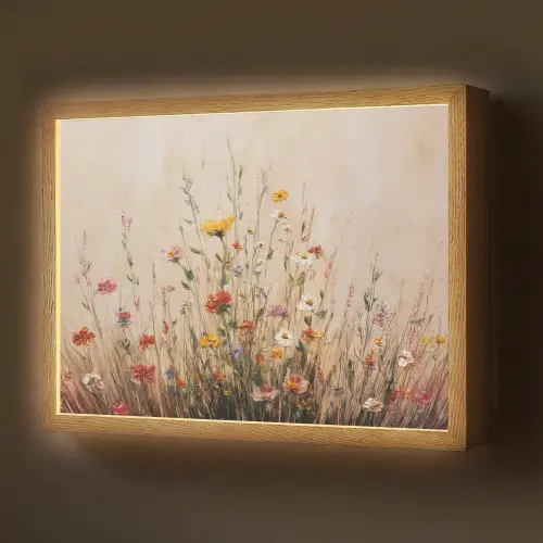 Wilde bloemen - Penseelstreken - Rustgevend Light Box met batterij (Wandlamp) middel -z3d_website