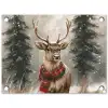 Winter - Bos - Rendier - Donker tuinposter los doek klein -3d