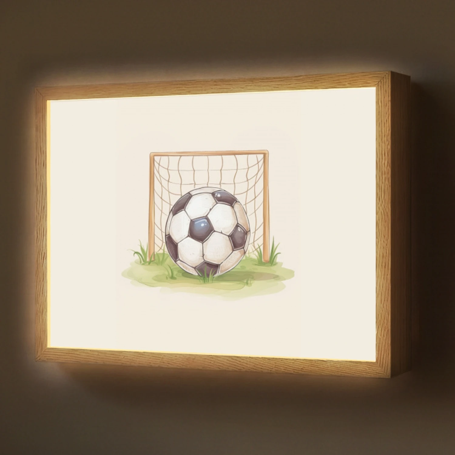 Voetbal - Goal - Gras - Beige Light Box met batterij (Wandlamp) middel -z3d_website