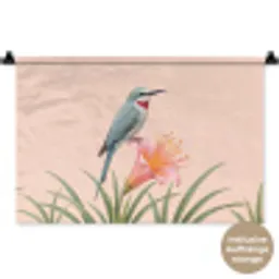 Vogel - Bloem - Natuur - Roze Wandkleed katoen klein -t3d_DE
