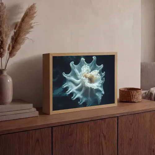 Zeewezen - Wit - Golven - Water Light Box met batterij (Wandlamp) middel -sfeer2