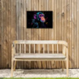 Aap - Verf - Neon - Kleur Tuinposter op houten frame 2 cm dik klein -sfeer4