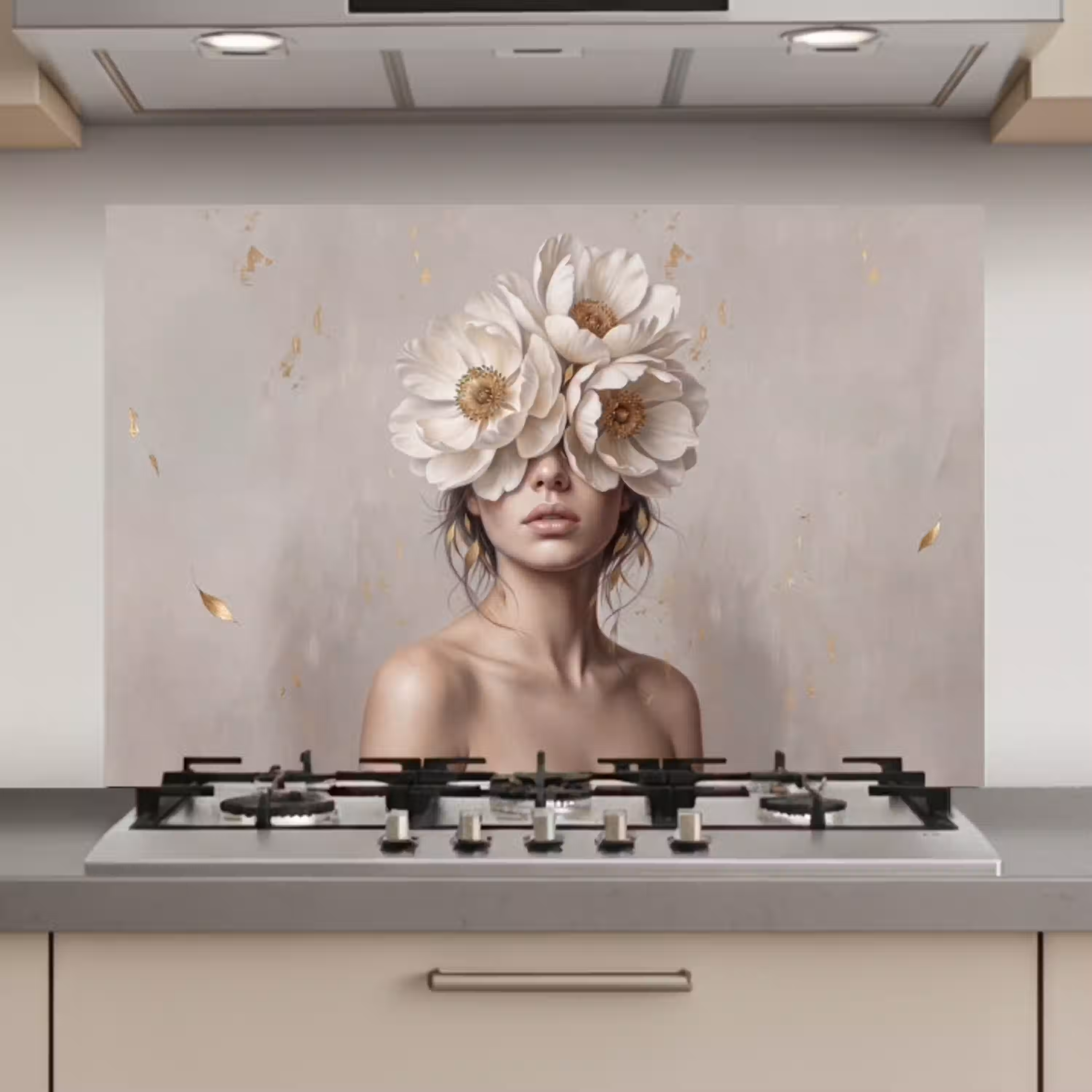 Vrouw - Pioenroos - Wit keuken achterwand spatscherm klein -3d_website