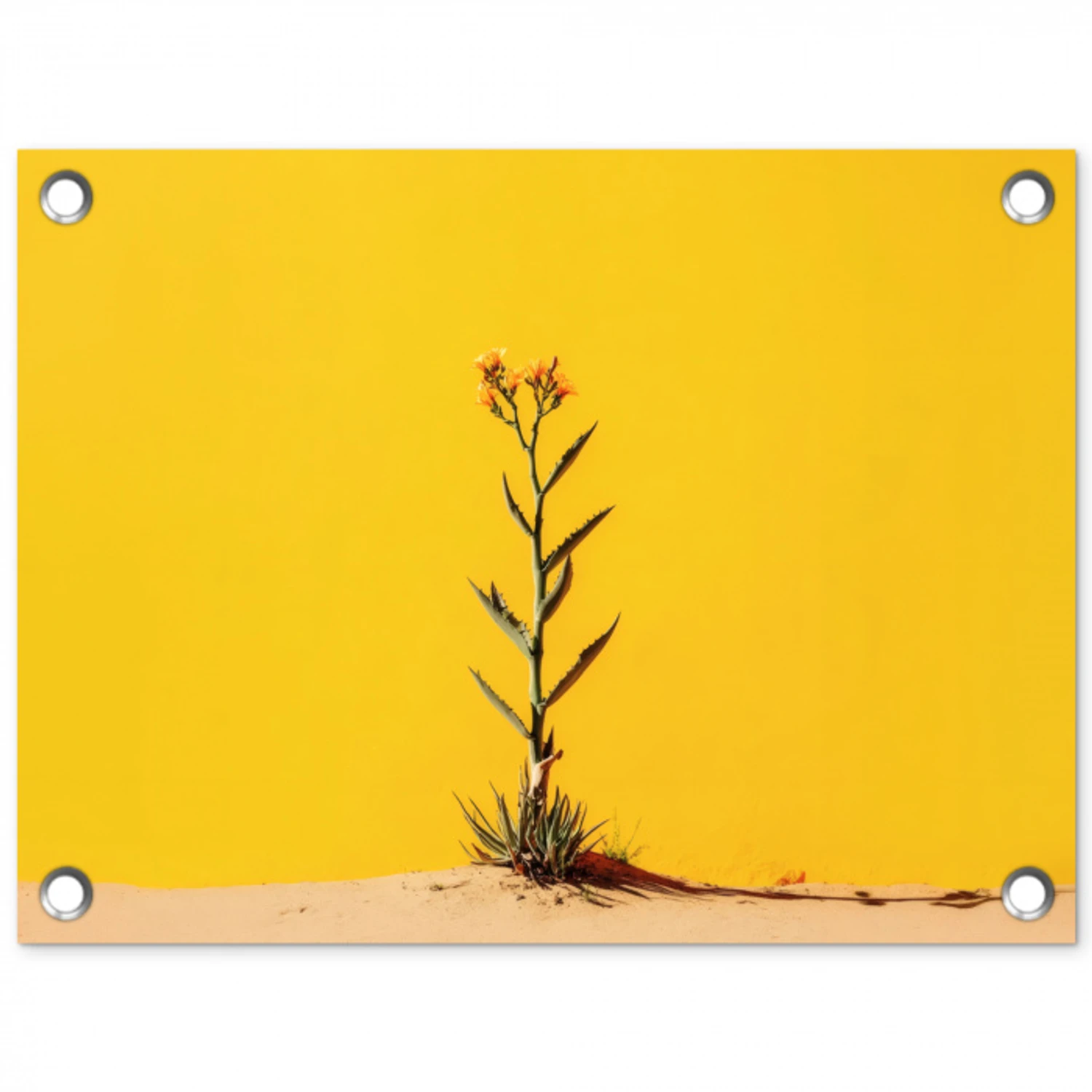 Zand - Plant - Geel - Minimalitisch tuinposter los doek klein -3d