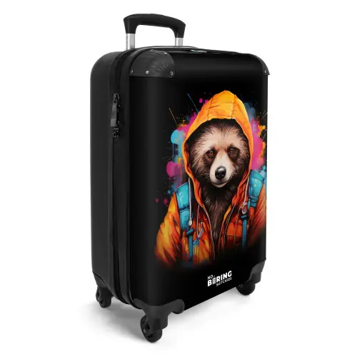 Wasbeer met oranje jas en verfspetters NBS - Handbagage koffer - Kinderen Unisex middel -productfoto_3d
