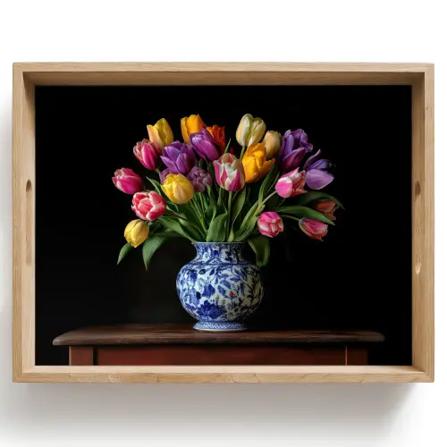 Tulpen - Kleuren - Hout - Vaas Dienblad Rechthoek middel -z3d_shopping