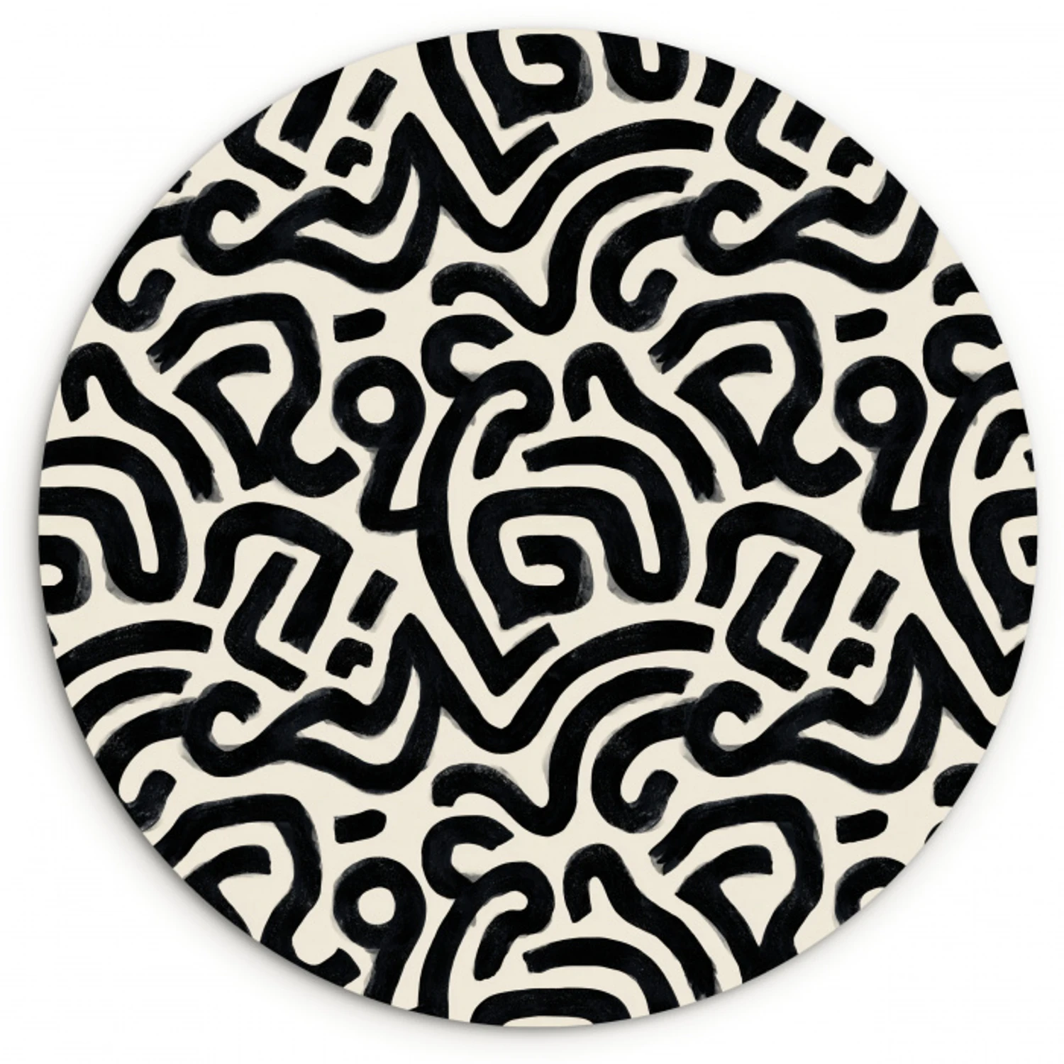 Modern - Abstract - Zwart Wandcirkel kunststof plaat 5mm dik klein 188 -3d