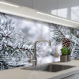 Dennenappel - Tak - Sneeuw - Winter - Sfeervol keuken achterwand 2 middel -3d_schuin