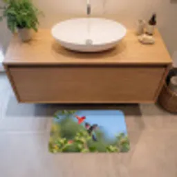 Kolibrie - Bloem - Natuur - Groen Badmat klein -sfeer1