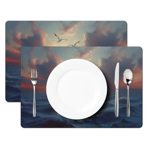 Meeuwen - Zonsondergang - Zee - Wolken Placemat vinyl groot -zzsfeer2_Kitchenyeah-website