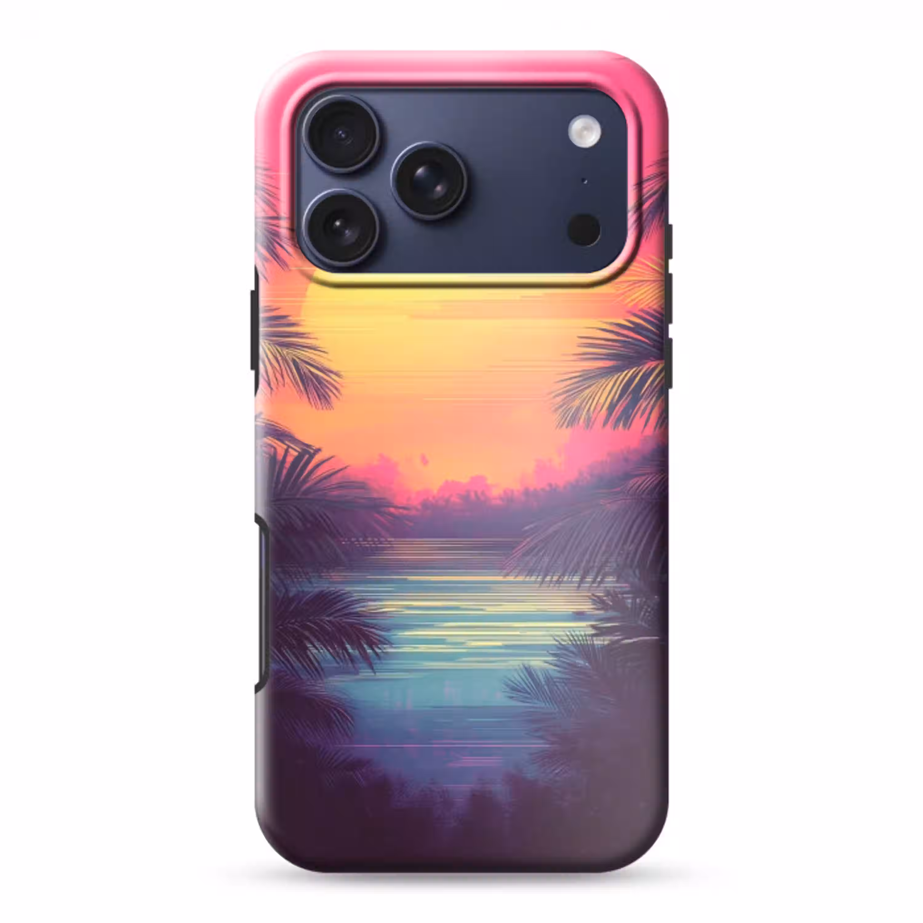 Zon - Geel - Palmbomen - Tropisch Toughcase MagSafe Apple iPhone 17 Pro Max klein -3d