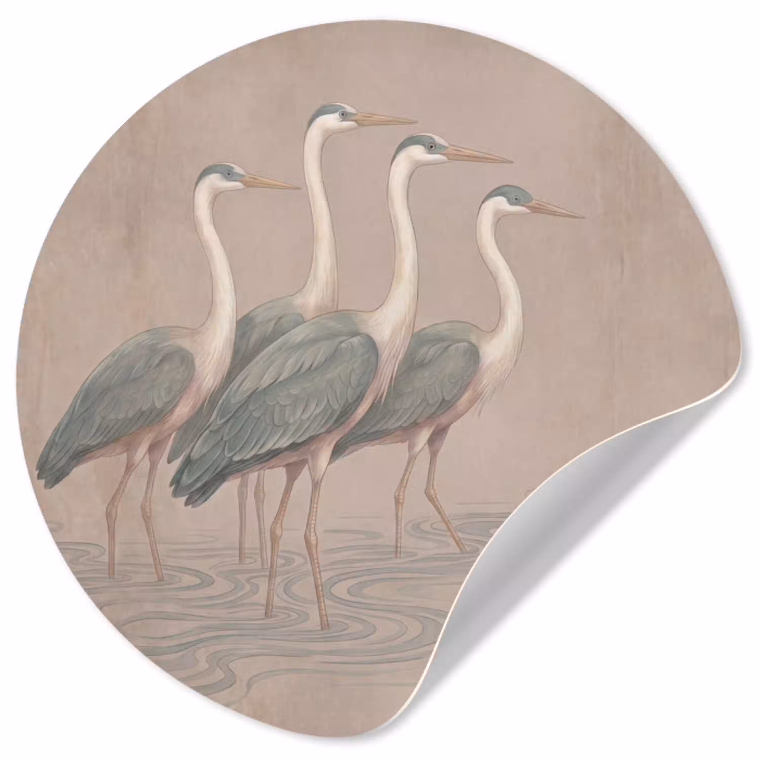 Vogel - Water - Natuur - Vintage Wandcirkel behangsticker klein -3d