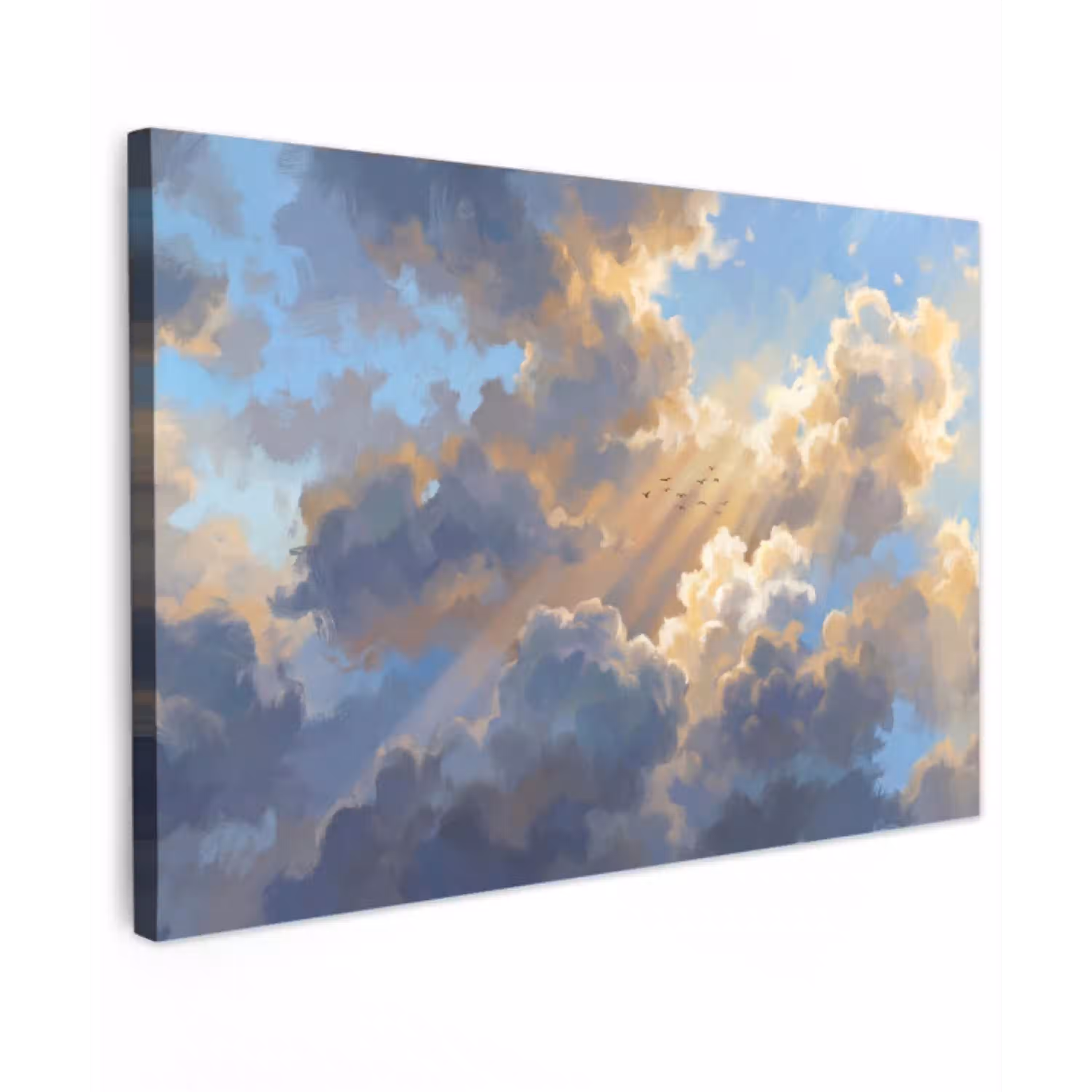 Wolken - Zonnestralen - Natuur - Abstract - Blauw canvas 2cm klein -z3d