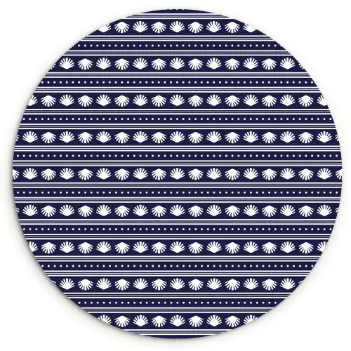Schelp - Nautisch - Blauw - Wit Wandcirkel kunststof plaat 5mm dik klein 188 -3d