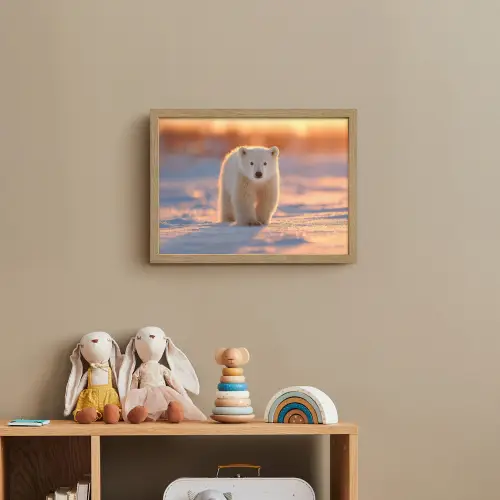 Ijsbeer - Sneeuw - Zonsopgang Light Box met batterij (Wandlamp kind) middel -sfeer2_kind