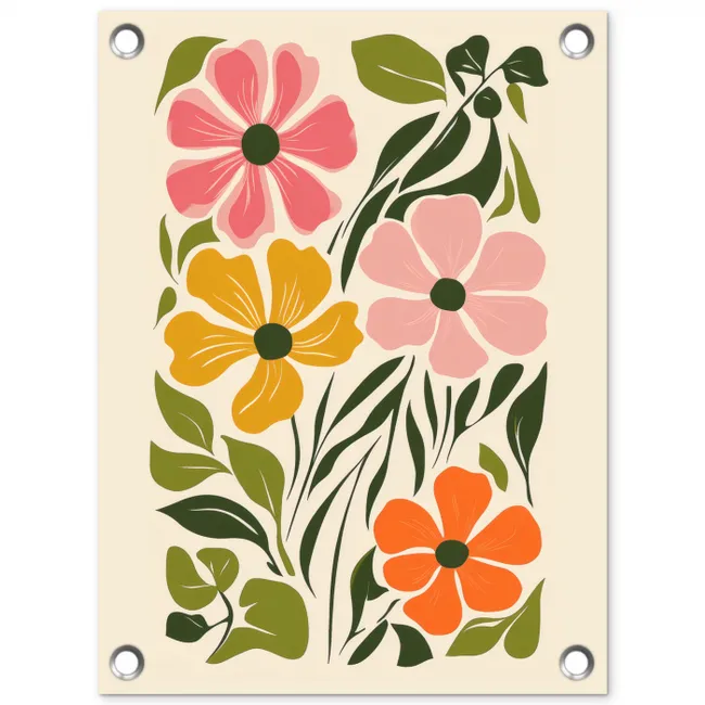 Bloemen - Speels - Kleurrijk tuinposter los doek klein -3d