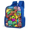 Kleurrijke Monsterparade Kinderrugzak - Blauw middel -schuin