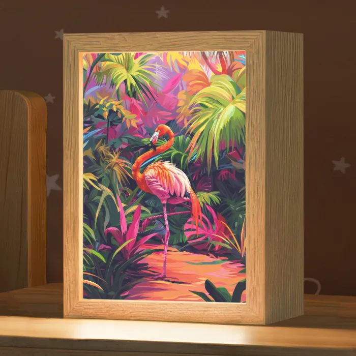 Flamingo - Tropisch - Dier - Bladeren Light Box met kabel klein -zzz_3d_website