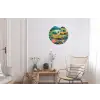 Heuvellandschap - Fantasierijk - Kleurcontrasten Wandcirkel aluminium klein -woonkamer