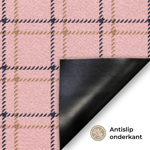 Plaid - Patroon - Gestreept - Roze Deurmat klein 898 -antislip_NL