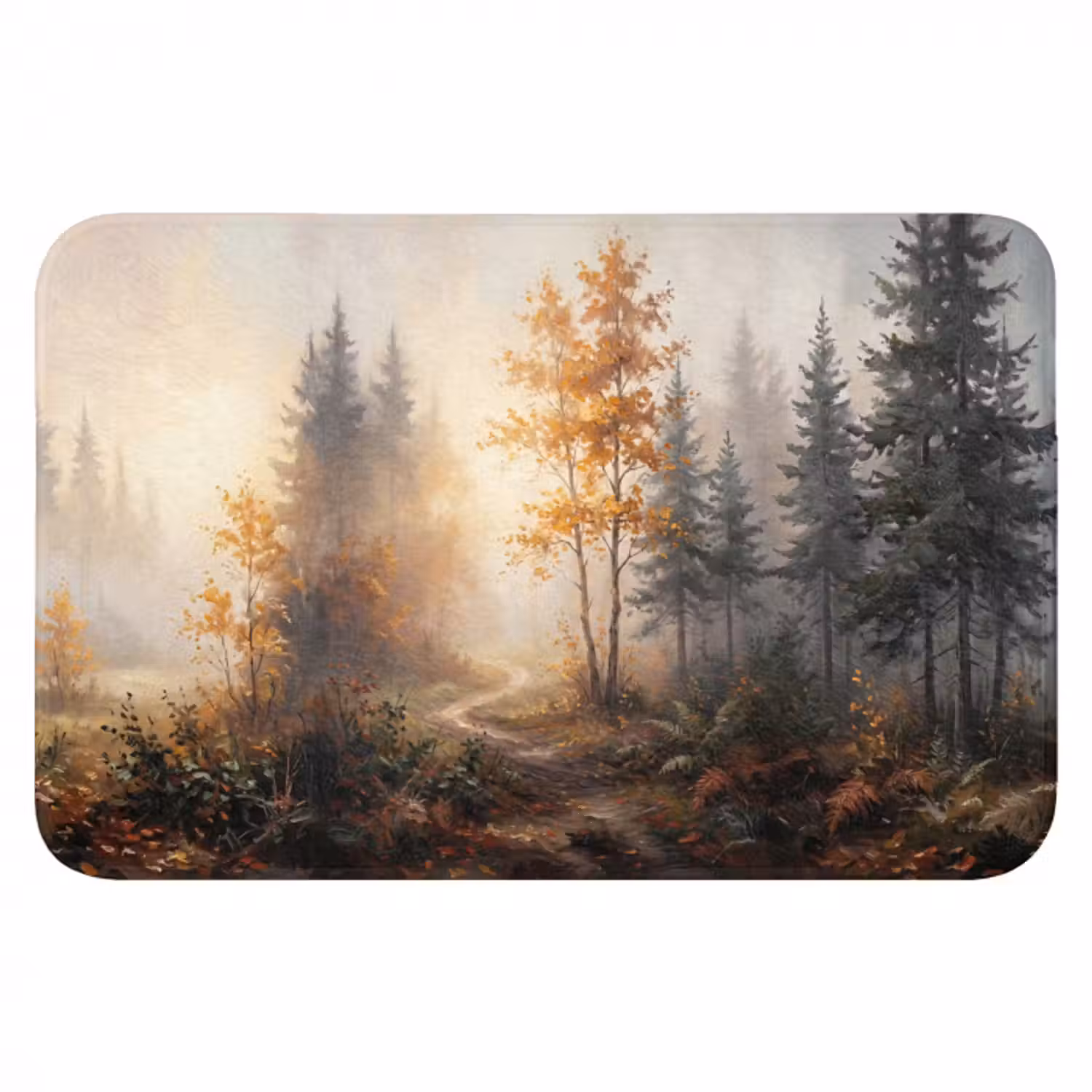 Badematte - Waldweg - Herbstlaub - Natur - Landschaft - Orange