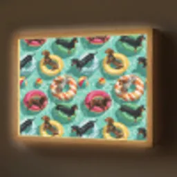 Teckels - Zwembad - Kleurrijk Light Box met batterij (Wandlamp) middel 907 -z3d_website