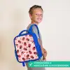 Rode lieveheersbeestjes op roze achtergrond Kinderrugzak - Blauw middel -sfeer3_NL