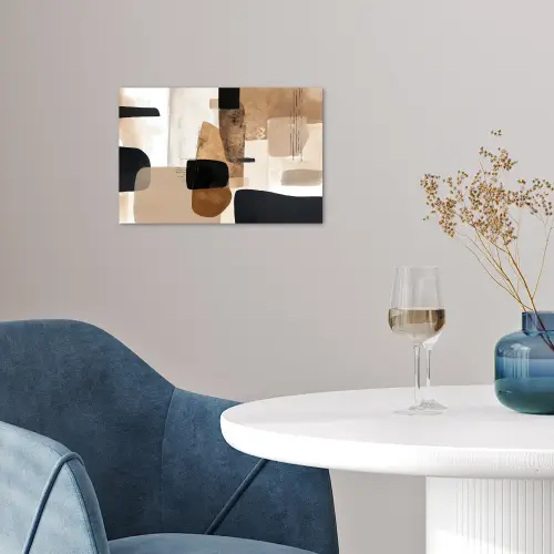 Vlakken - Abstract - Zwart - Strepen poster papier klein -sfeer3