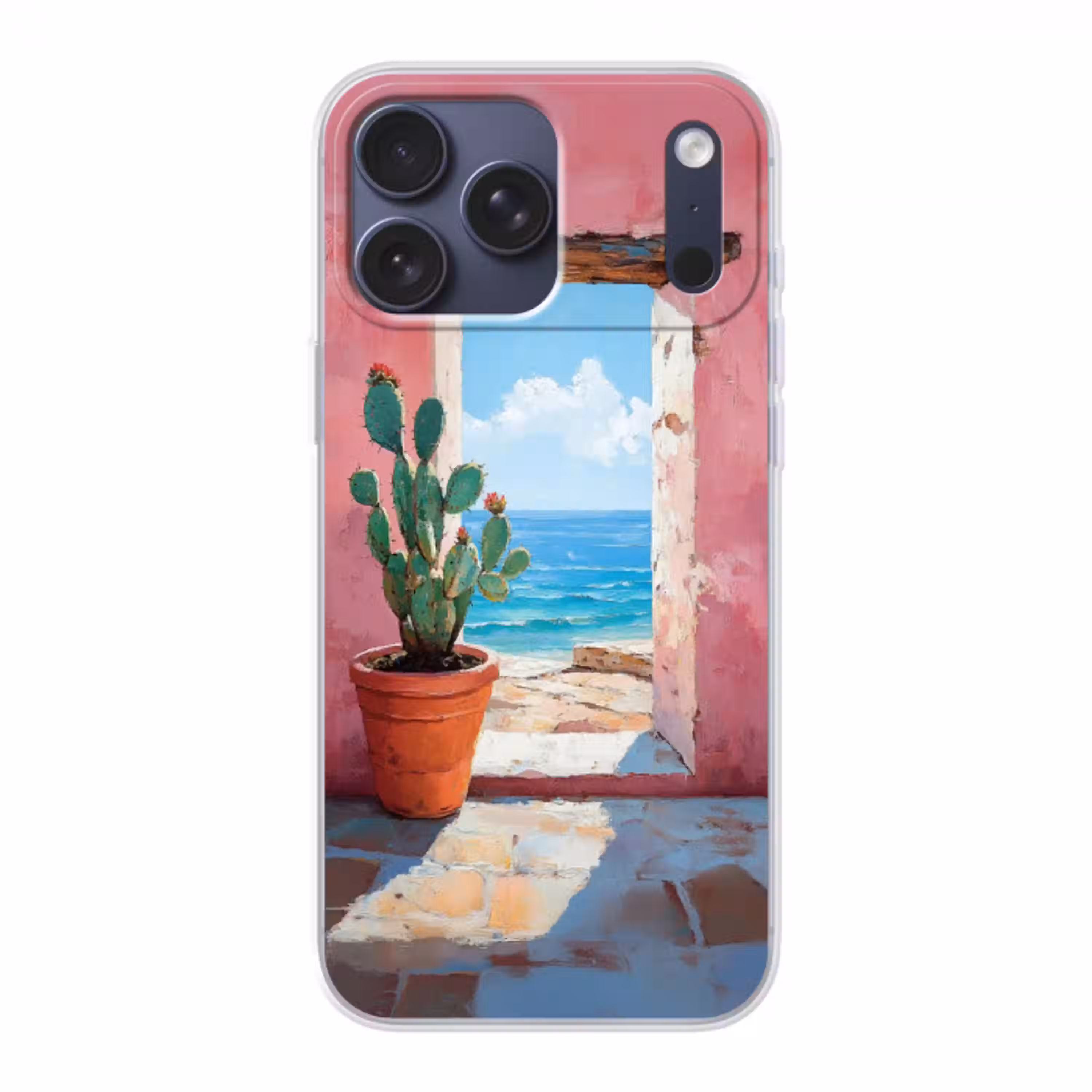 Zee - Roze - Cactus Telefoonhoesje iPhone 17 Pro Max klein -3d