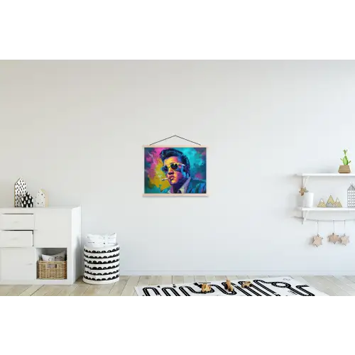 Portret - Sigaret - Kleurrijk - Bril textielposter latten blank klein -kinderkamer