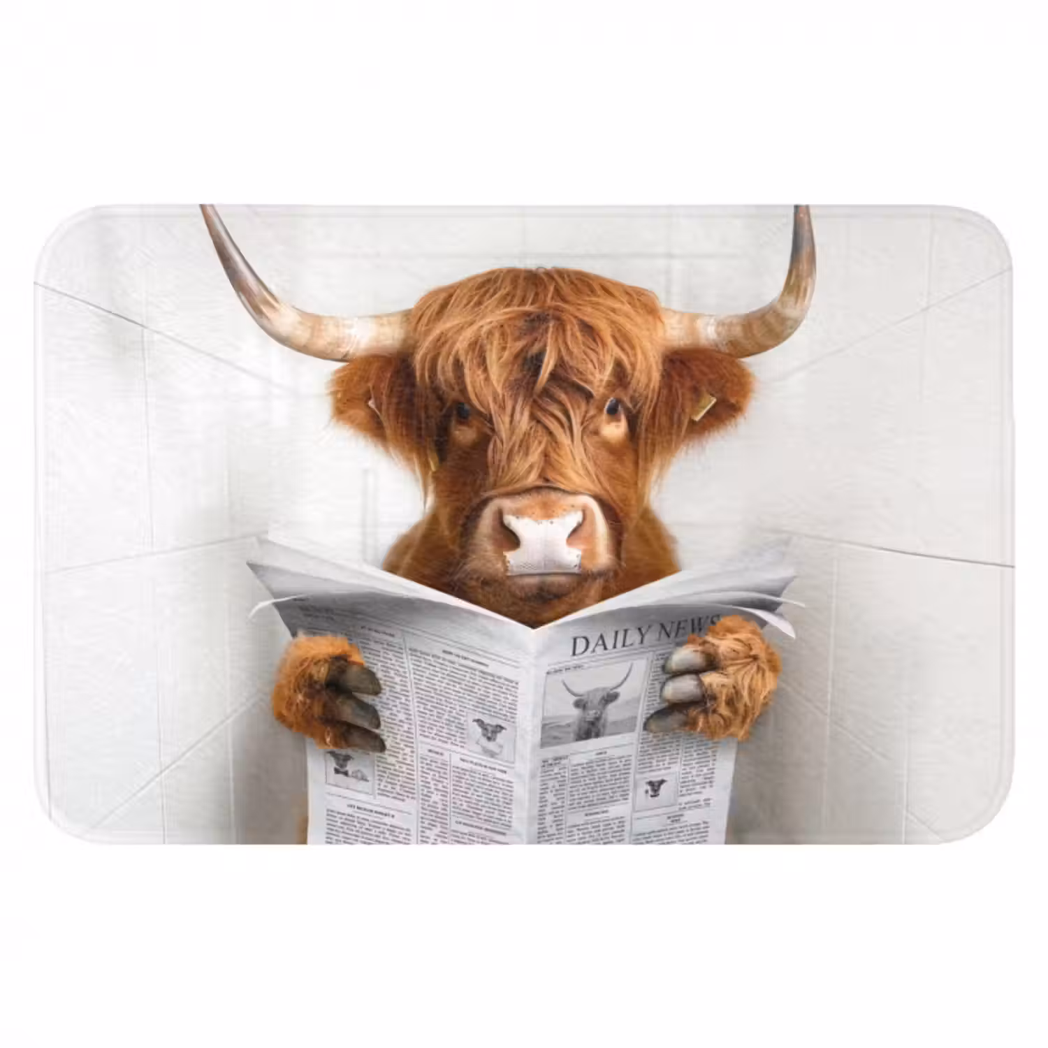 Badematte - Schottischer Highlander - Tier - Zeitung - Toilette