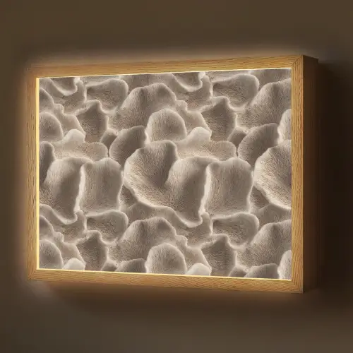 Waaiervorm - Beige - Vezel textuur Light Box met batterij (Wandlamp) middel 907 -z3d_website