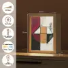 Modern - Abstract - Geometrisch - Rood - Industrieel Light Box met kabel (Tafellamp) klein -USP_NL