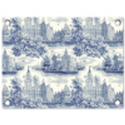 Huizen - Bomen - Water - Vogels - Blauw tuinposter los doek klein 239 -3d
