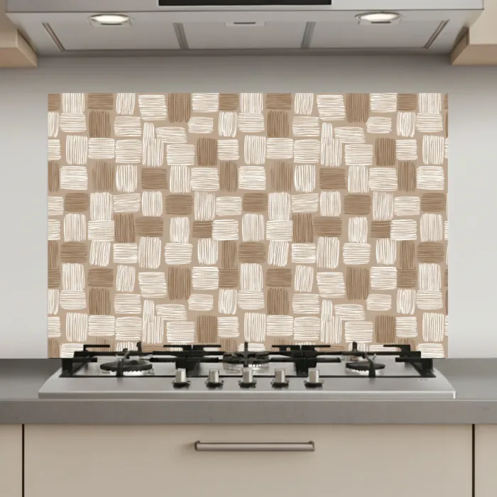 Blok - Patroon - Bruin keuken achterwand spatscherm klein 900 -3d_website